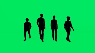 Yeşil ekranda, siluet ve sep üzerinde çocukları olan bir ailenin 3D 'si