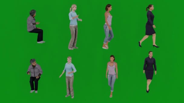4K解像度 緑の画面の背景に異なる男性と女性の建築家 — ストック動画