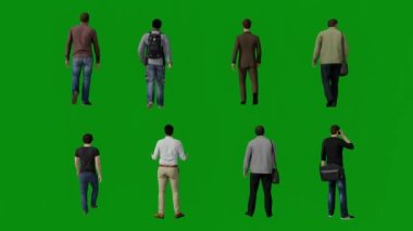 3D birkaç farklı Asyalı ve Koreli erkek öğrenci arka plandan konuşuyor ve üniversiteyi 4K kalitesinde geziyor.