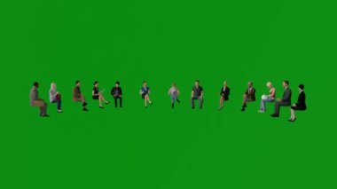 3D grup velileri okul toplantısında yeşil arka plan ekranı konuşuyor ve yüksek kaliteli Chroma 4K 'yı açıklıyor.