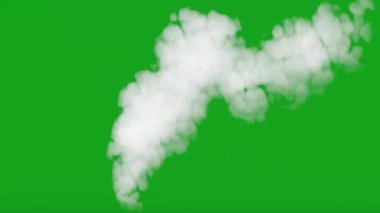 3D duman yanan alevler, beyaz duman izole edilmiş yeşil ekran arka plan ultra yüksek kalitede krom anahtar 4K oluşturma efektleri