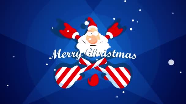 Leuke Animatie Vrolijk Kerstbelettering Met Kerstboom Sneeuwvlokken Vallen Gelukkig Nieuwjaar — Stockvideo