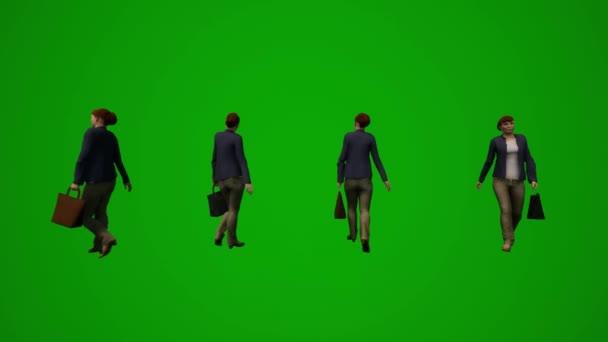 美国中年女性3D绿色屏幕购物商店 带着购物袋去机场 — 图库视频影像