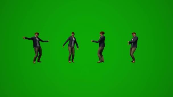 家族パーティーで踊る中年アメリカ人女性3D緑の画面とお祝い — ストック動画