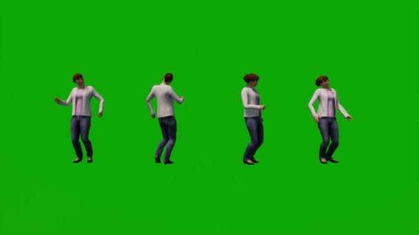 Μεσήλικη Αμερικανίδα Τρισδιάστατη Πράσινη Οθόνη Που Χορεύει Στο Οικογενειακό Πάρτι — Αρχείο Βίντεο