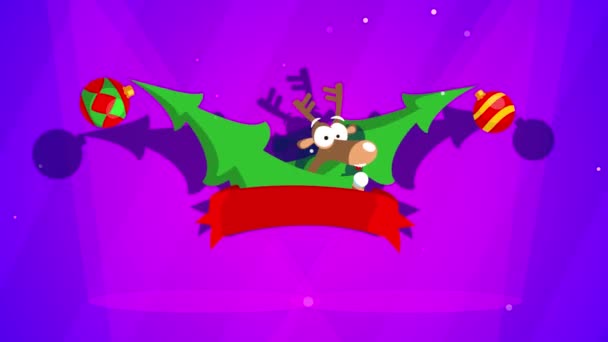 圣诞动画3D绿色屏幕 糖果和球从礼品盒里跳出来 盖在蓝色的背景上 节日动画 — 图库视频影像