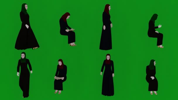 Resolution Different Female Arabic Teacher Green Screen Background Talking Using — Stock Video