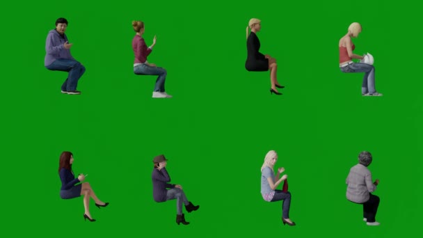 Několik Amerických Žen Různé Práce Zelená Obrazovka Pozadí Mluvení Sedí — Stock video