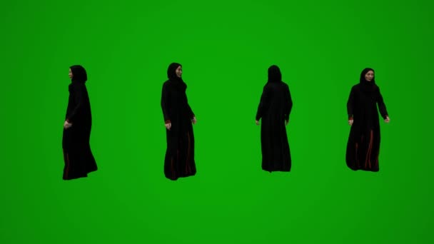 Gruppe Verschiedene Vae Und Persischen Golf Muslimischen Frauen Grünen Bildschirm — Stockvideo