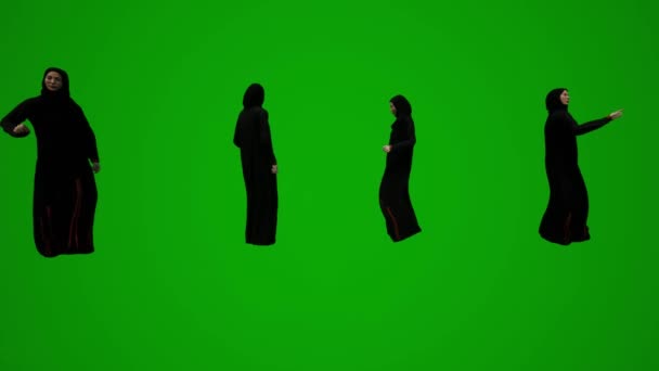Grupp Olika Förenade Arabemiraten Och Persiska Viken Muslimska Kvinnor Grön — Stockvideo