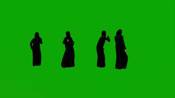 Gruppe Verschiedene Vae Und Persischen Golf Muslimischen Frauen Grünen Bildschirm — Stockvideo