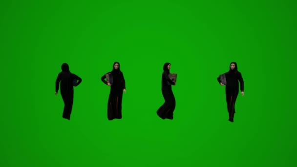 Grupa Różne Zea Zatoki Perskiej Muzułmańskie Kobiety Zielony Ekran Tło — Wideo stockowe
