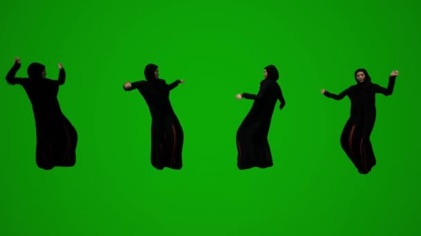 Grupp Olika Förenade Arabemiraten Och Persiska Viken Muslimska Kvinnor Grön — Stockvideo