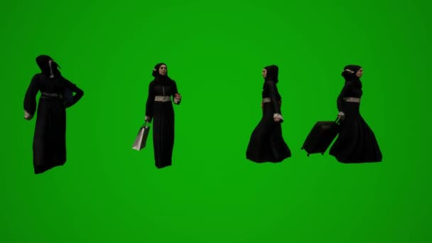 Skupina Sae Muslimské Ženy Různé Zaměstnance Učitele Zelené Obrazovce Pozadí — Stock video