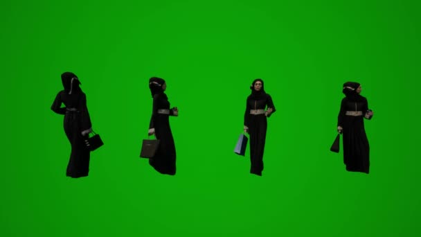 Groep Vae Moslim Vrouwen Verschillende Werknemer Leraar Groen Scherm Achtergrond — Stockvideo