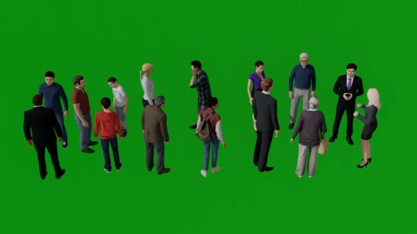 Группа Студентов Семьи Зеленый Фон Экран Ожидания Говорить Родительском Собрании — стоковое видео