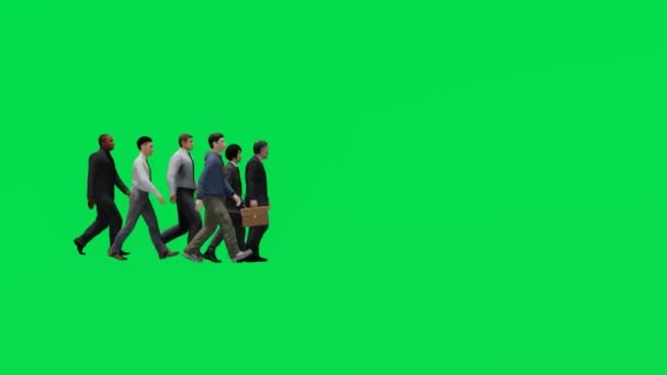 Grupa Pracy Mężczyźni Zielony Ekran Tła Spacery Powrót Domu Pracy — Wideo stockowe