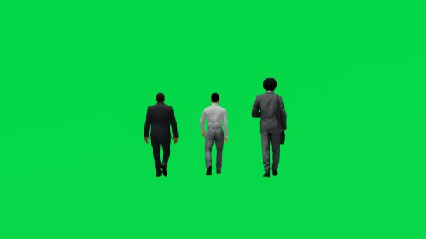 Кілька Співробітників Чоловічої Статі Зелений Фон Екран Ходьби Повернення Додому — стокове відео