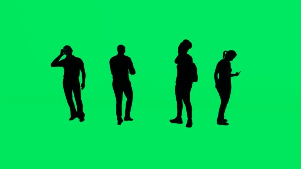 Verschillende Mannen Vrouwen Babysitten Groen Scherm Achtergrond Silhouet Geïsoleerd Verschillende — Stockvideo