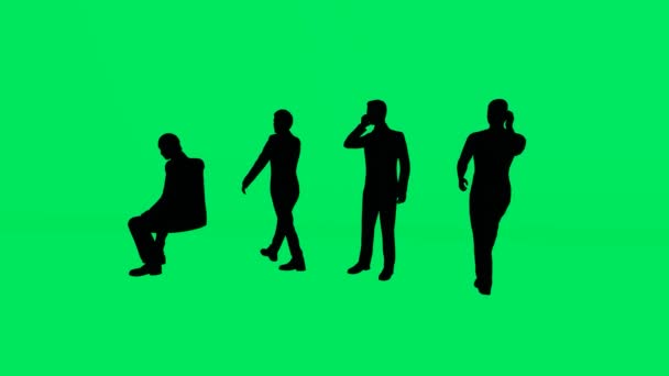 Plusieurs Hommes Célèbres Attrayants Fond Écran Vert Silhouette Isolé Plusieurs — Video