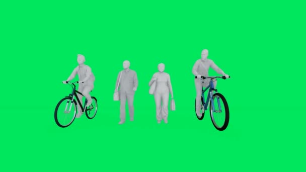 Plusieurs Personnes Marchant Équitation Écran Vert Isolé Fond Déplaçant Avec — Video