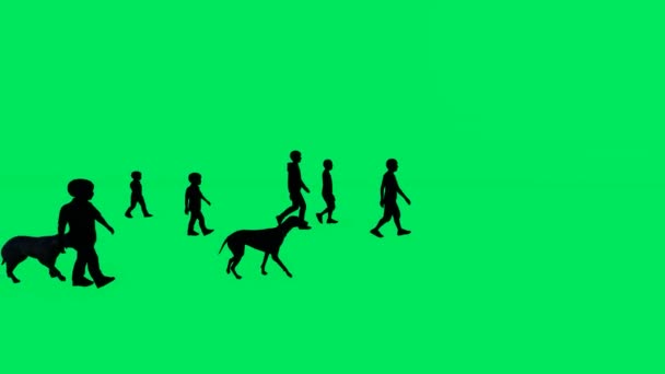 Група Дітей Тварин Природа Зелений Екран Ізольований Фон Рухається Хромованим — стокове відео