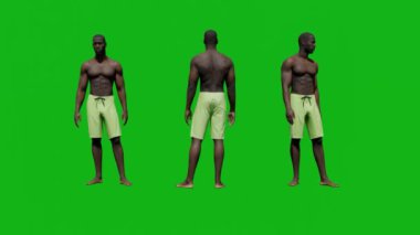 3D adam yeşil ekran krom anahtar arka plan 3D canlandırma fu