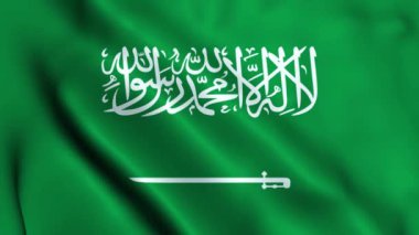 Suudi Arabistan 'da Suudi Arabistan bayrağı sallanıyor. Ulusal yakın plan 3D gradyan animasyon ve HD çözünürlük yeşil ekran.