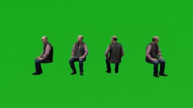 3D erkek sitesi konuşması yeşil ekran insanları krom anahtar arka plan 3D canlandırma 4k farklı görünüm