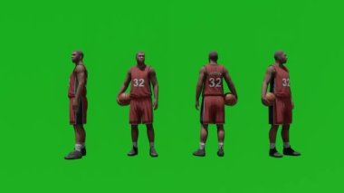 3D basketbol adamı yeşil ekran insanları yeşil ekran 4k 'yi izole etti