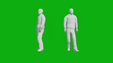 3D yeşil ekran parkı. Renksiz ve malzemesiz iki farklı manzara.