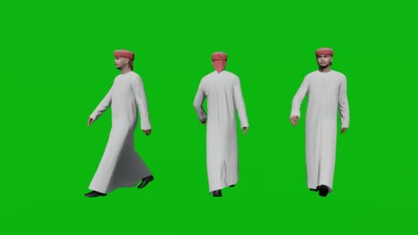 Арабська Людина Йде Туди Сюди Реалістичні Люди Рендеринг Ізольованих Зелених — стокове відео