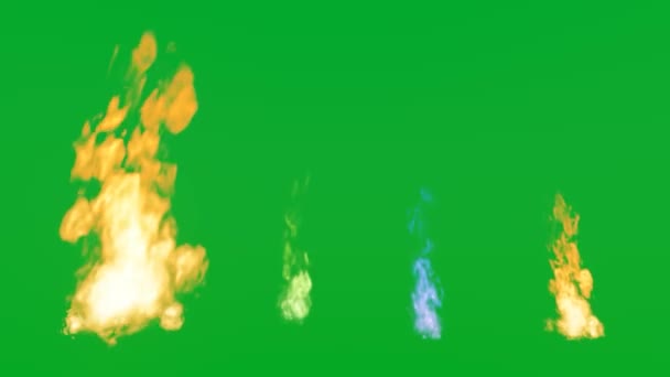 Φαινόμενο Πυρκαγιάς Και Καπνός Απομονωμένο Πράσινο Φόντο Οθόνης Χρωματικό Κλειδί — Αρχείο Βίντεο