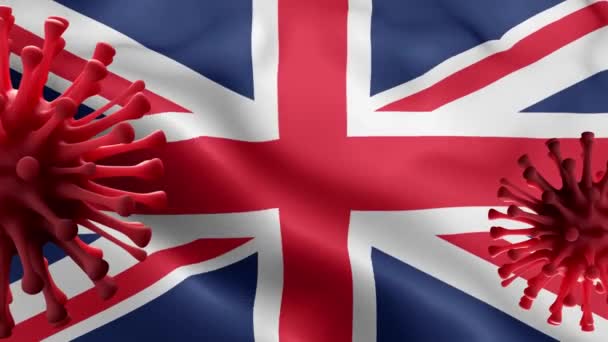 Вірус Корони Єднане Королівство Махає Прапором British National Closeup — стокове відео