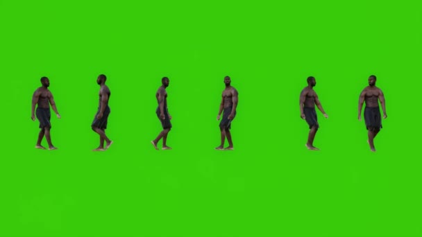 黑色男子步行短裤绿色屏幕3D全Hd — 图库视频影像