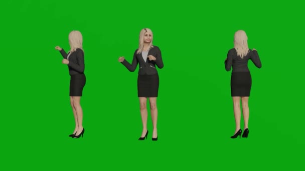 Γυναίκα Πράσινο Οθόνη Άνθρωποι Καθιστούν Animation Full 1080 Ευρωπαϊκή Ξανθά — Αρχείο Βίντεο