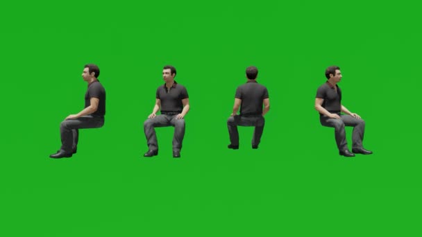 Трехмерный Человеческий Сайт Говорящий Зеленый Экран Хромированной Клавишей Рендеринга Анимации — стоковое видео
