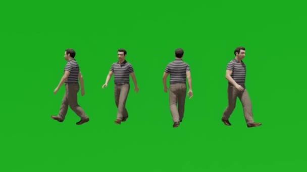 Man Walk Street Park Town People Isolated Green Screen — Stock Video