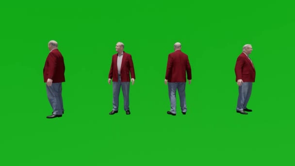 老人散步公园人们隔离绿屏4K — 图库视频影像