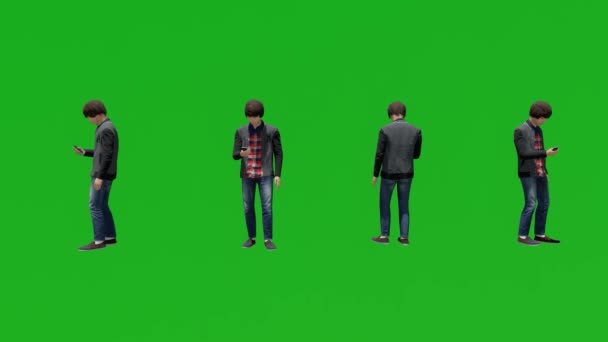 Человек Ходить Говорить Реалистичные Люди Рендеринг Изолированный Зеленый Экран — стоковое видео