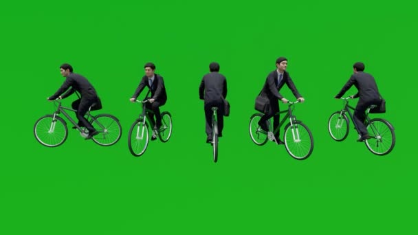 Student Man Bike Travel Green Screen People Chroma Key Background — Stock Video