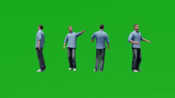 Сотрудник Человек Ходить Говорить Зеленый Экран Люди Хрома Ключевой Фон — стоковое видео