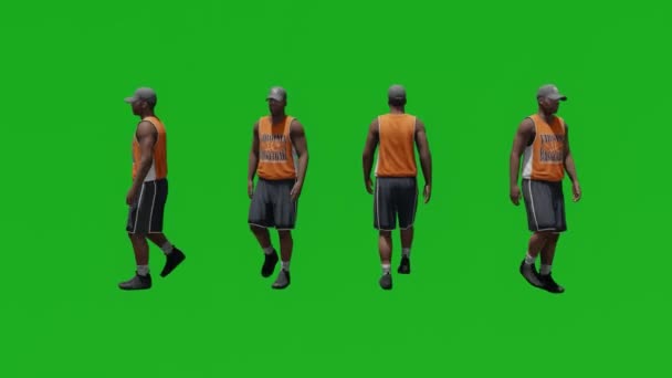 Pria Basket Olahraga Layar Hijau Orang Terisolasi Layar Hijau — Stok Video