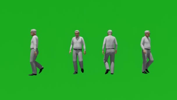 Homem Velho Andar Falar Parque Pessoas Isolado Tela Verde — Vídeo de Stock