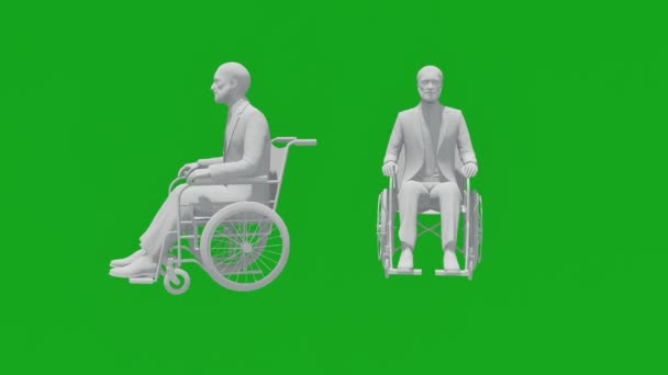 Vecchio Uomo Americano Schermo Verde Sedia Rotelle Camminare Senza Colore — Video Stock