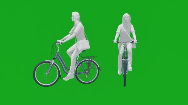 Ευρωπαϊκή Κορίτσι Πράσινο Οθόνη Υπάλληλος Ποδήλατο Ιππασίας Την Πόλη Χωρίς — Αρχείο Βίντεο
