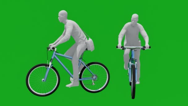 Office Man Green Screen Suit Color Material Riding Bicycle Green — Stock Video