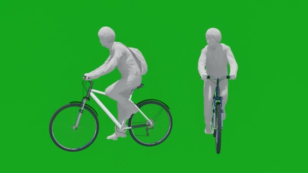 Man Green Screen Riding Bike Paint Colored Material Green Screen — Stock Video