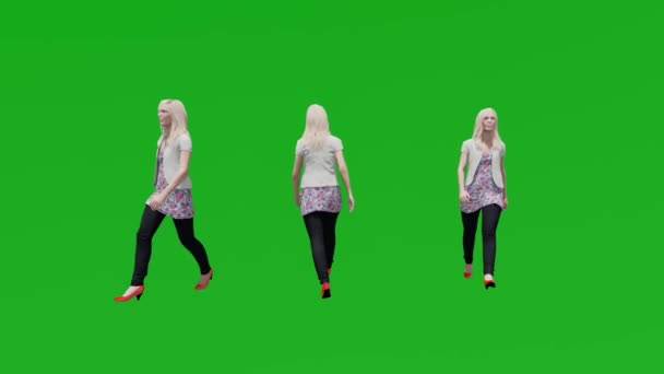 Αμερική Γυναίκα Πόδια Και Μιλάμε Πράσινο Οθόνη Chroma Κλειδί — Αρχείο Βίντεο