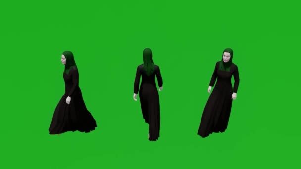 Young Arab Woman Green Screen Walking Store Different Views — Stock Video